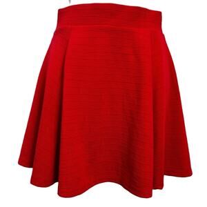 Divided By H&M Red Skater Short Skirt Sz Small Ribbed Retro Silver Zipper